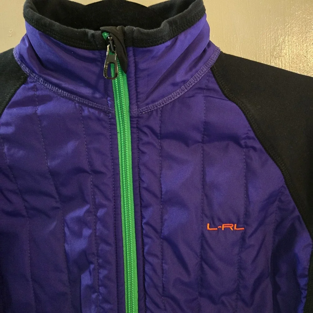 Lauren Ralph Lauren LRL Active, Petite Large, Purple Black Quilted Hybrid Jacket